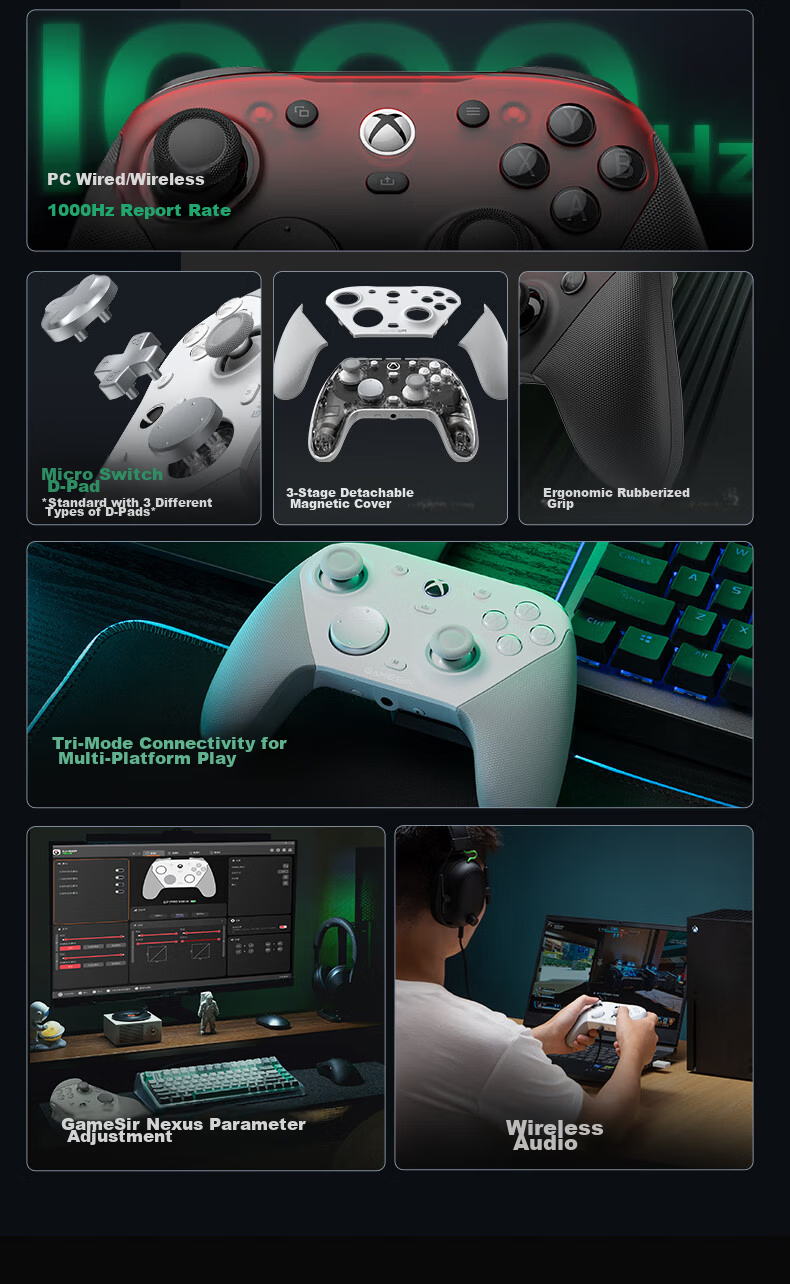 Galli G7 Pro Microsoft Xbox Licensed Elite Game Controller Uranus with Base TMR Joystick Bluetooth PC Wireless Steam Android TV Wired Horizon 6 5