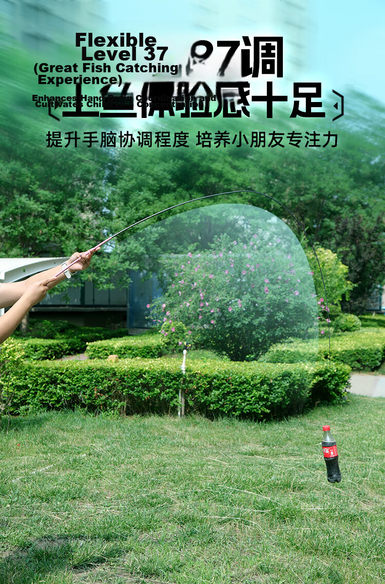 Jinglang Children's Fishing Rod 1.8m Blue Set Short Section Hand Rod Kids Special Fishing Rod for Shrimp and Crab Fishing 4