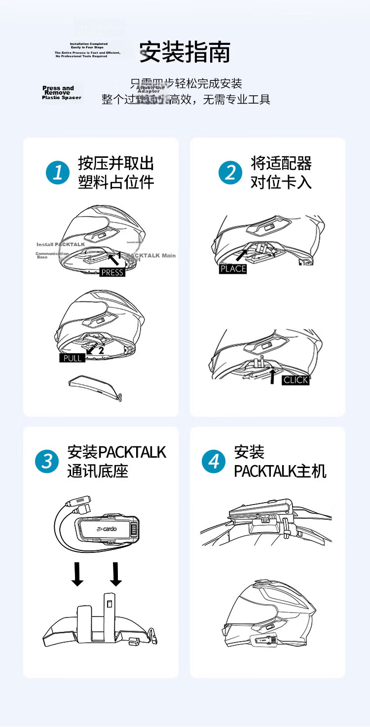 CARDO Third Generation Adapter for SHOEI Helmets Compatible with PACKTALK PRO/EDGE/NEO Original Packaging 3