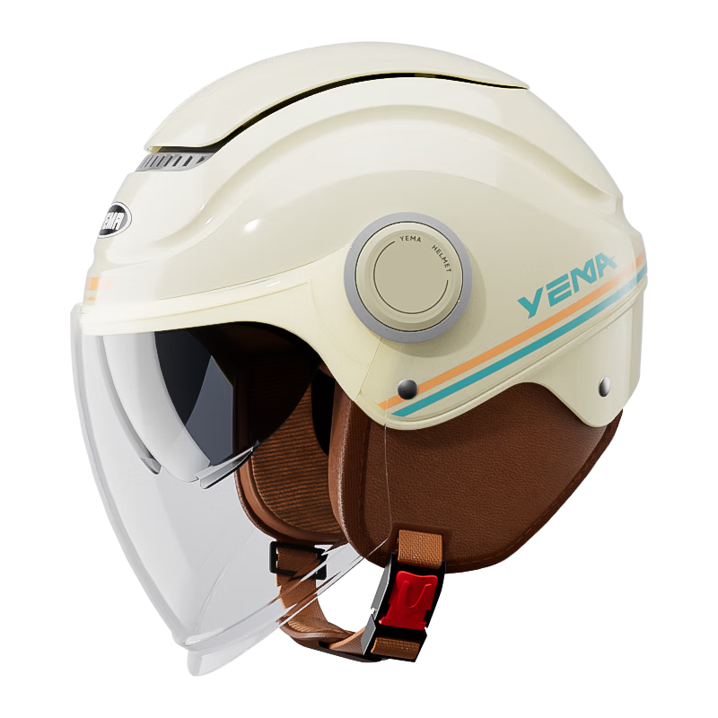 YEMA 3C Certified Electric Motorcycle Helmet Unisex Winter Frostproof Warm Anti-Fog Half Helmet Riding Electric Scooter Safety Helmet Four Seasons Universal 663S Khaki White