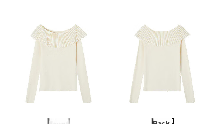 Demana Women's Elegant Spring Off-Shoulder Ruffle Slim Fit Knit Sweater with Mulberry Silk and Wool 22