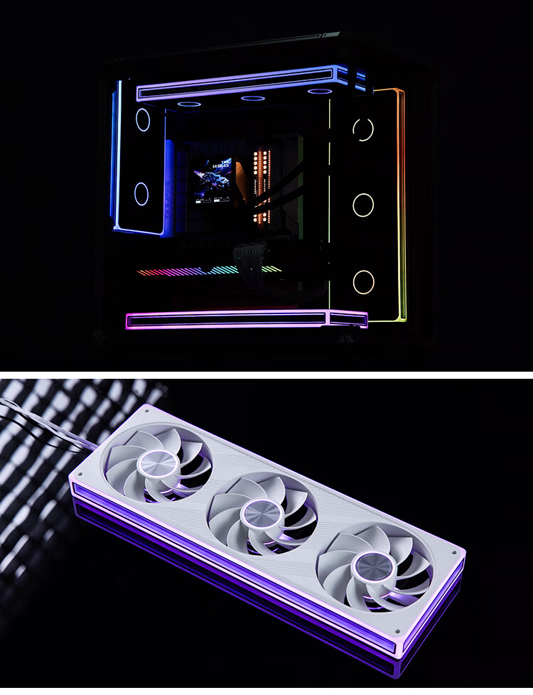 JONSBO ZE-360WR ARGB White 12CM x3 Case Fans Reverse Blade (Four-Sided Thousand-Layer Mirror Full Light Effect / Motherboard Sync Lighting / PWM Male-Female Connector) 19
