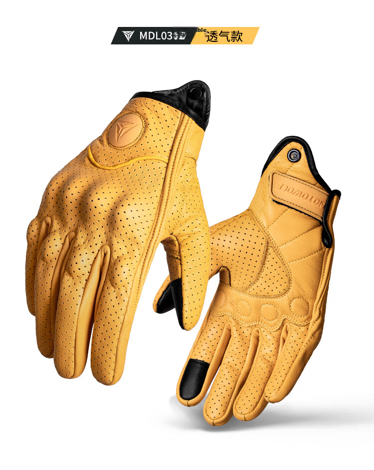 MOTOWOLF Motorcycle Gloves Riding Gloves Anti-Fall Genuine Sheepskin Summer Breathable Motorbike Off-Road Full Finger Unisex Four Seasons 22