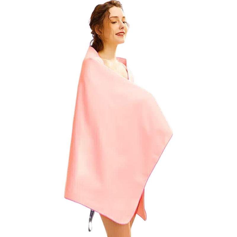 Keep Quick-Drying Absorbent Bath Towel for Women, Warm Sports Solid Color Towel, Portable Hot Spring Beach Towel, Cherry Blossom Pink