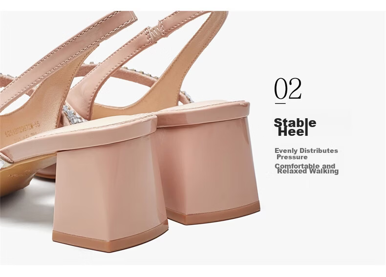 Eierkang Women's One-Strap High Heel Mary Jane Shoes Versatile Commuter Open-Toe Sandals Pink 29872W Size 36 8
