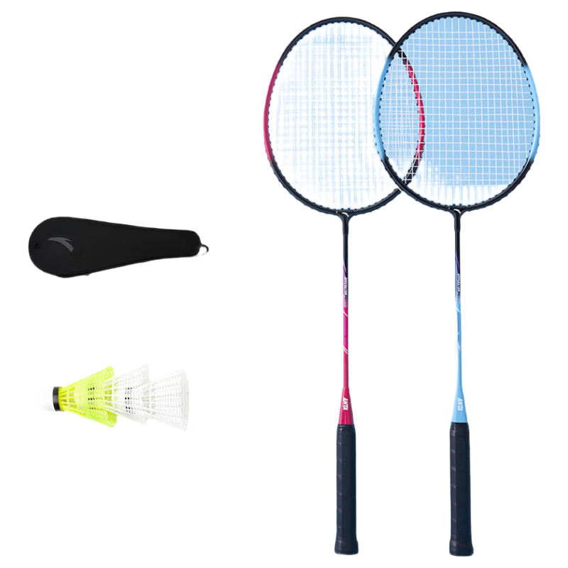 ANTA Badminton Racket Set Lightweight Durable Beginner Rackets Black Blue + Black Red