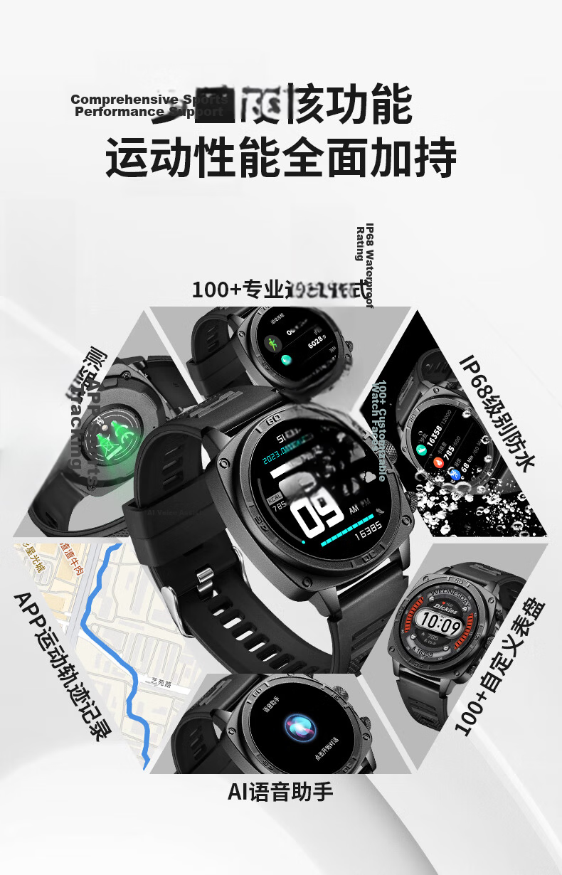 Dickies Smart Sports Watch Student Heart Rate Blood Oxygen Sleep Monitoring Bluetooth Call Waterproof Multifunction CL-747 Black 2