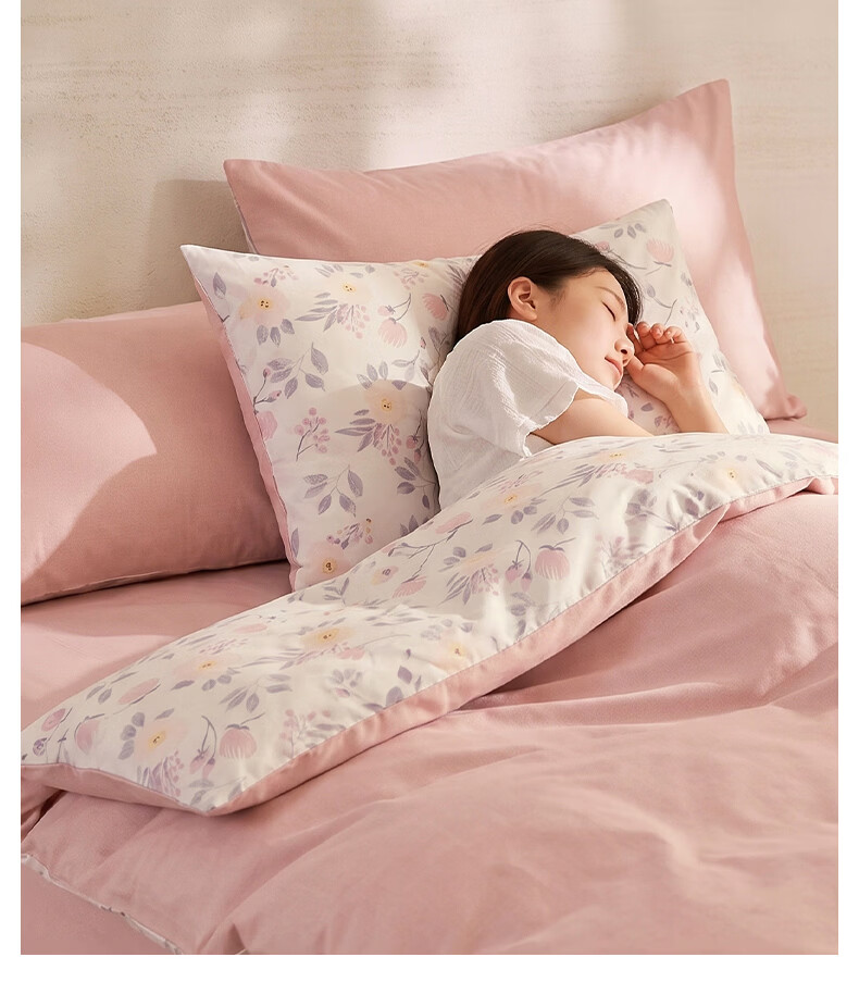 LOVO Pure Cotton Four-Piece Bedding Set, 100% Cotton Bedsheet And Duvet Cover for Double Bed, 220*240cm, Beige 14