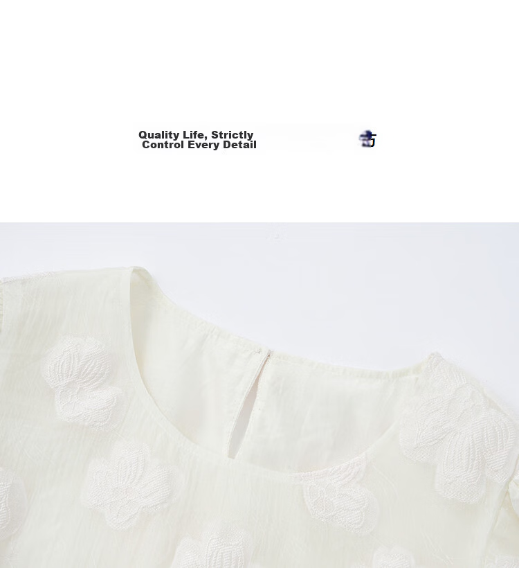 Demana [Lyocell] Summer Elegant Urban Style Round Neck Embroidered Cap Sleeve Patchwork Loose Slim Shirt for Women Premium Feel 15