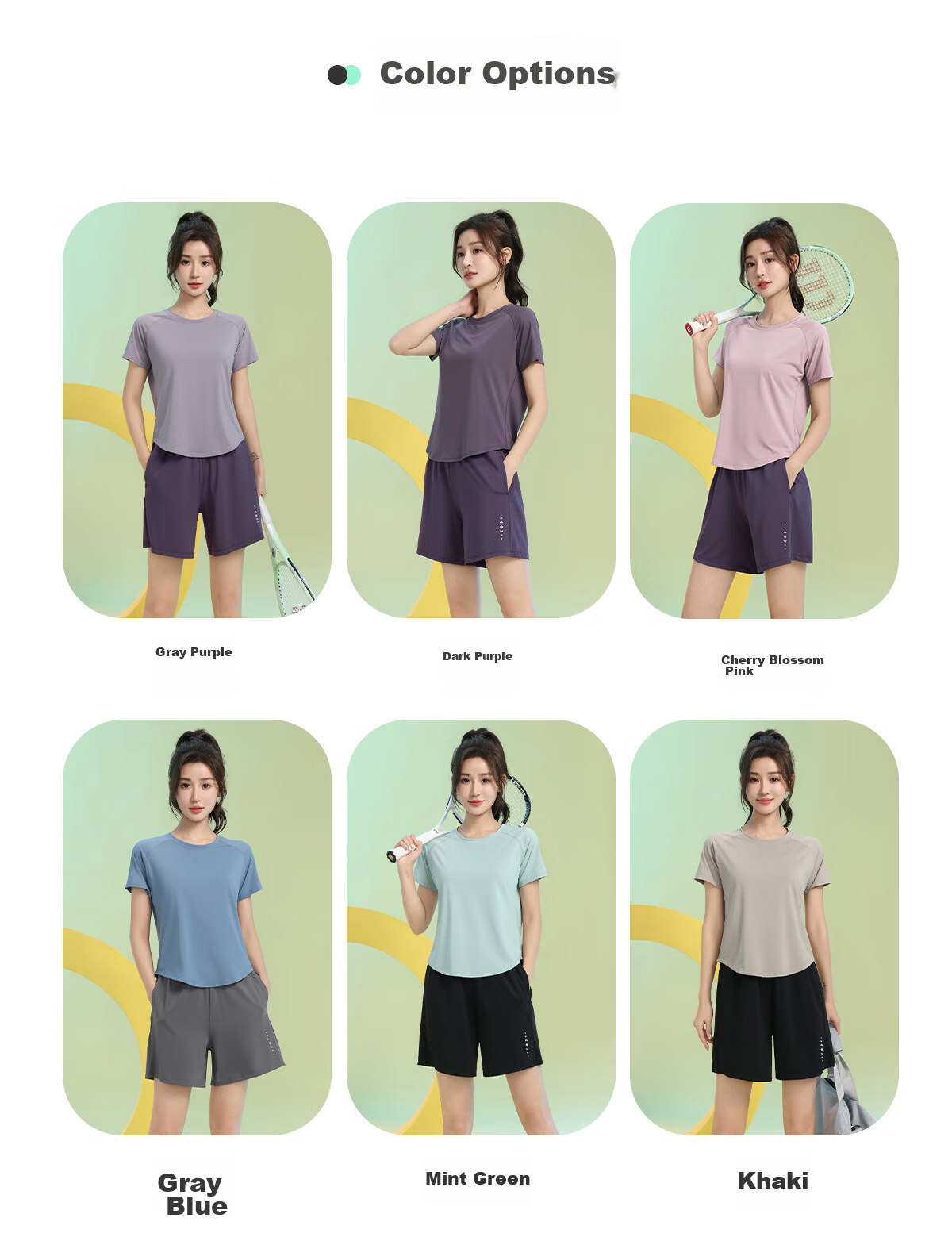 Baisirong Professional Women's Badminton Two-Piece Set Summer Short Sleeve Quick-Dry Slim Outdoor Fitness Running Sportswear 6