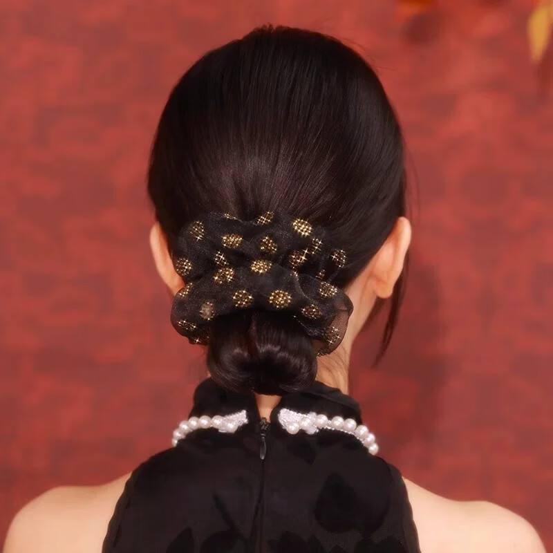 Yidier Plaid Hair Tie Double-Layer Organza Scrunchie Fashionable Elegant Hair Accessory 2026 New Style