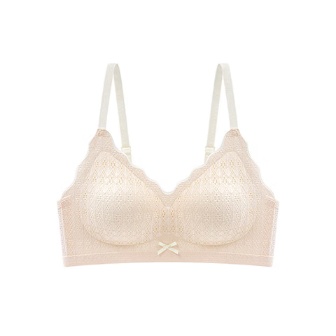 Xueqiman Women's Spring Summer Thin Seamless Nude Sensation Small Bust Push-Up Wireless Anti-Sagging Side Support Beautiful Back Bra