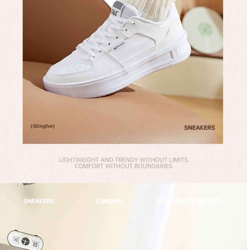 361° Qinghe 2 New Trendy Platform Leather Casual Sneakers Women's White Shoes 682636618-1 6