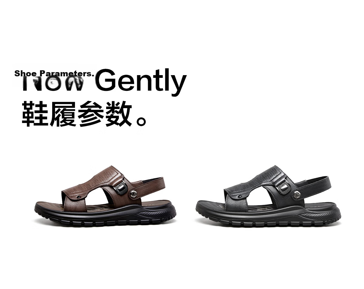 Eierkang Men's Genuine Leather Breathable Comfortable Dual-Wear Sandals Casual Beach Sandals 96315W Black Size 41 11