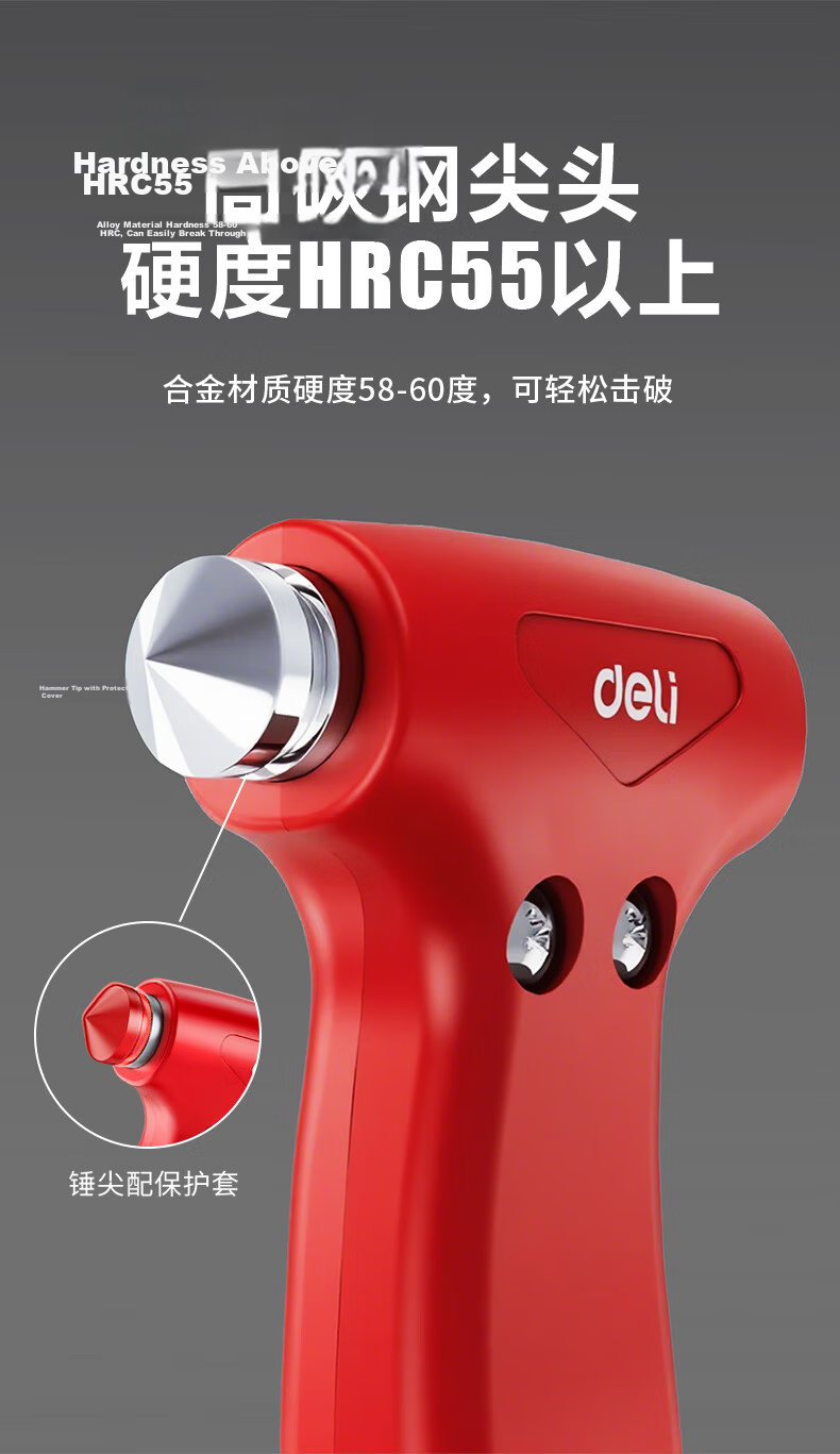 Deli Car Safety Hammer 2-in-1 Emergency Escape Tool with Window Breaker and Seatbelt Cutter for Xiaomi SU7 3