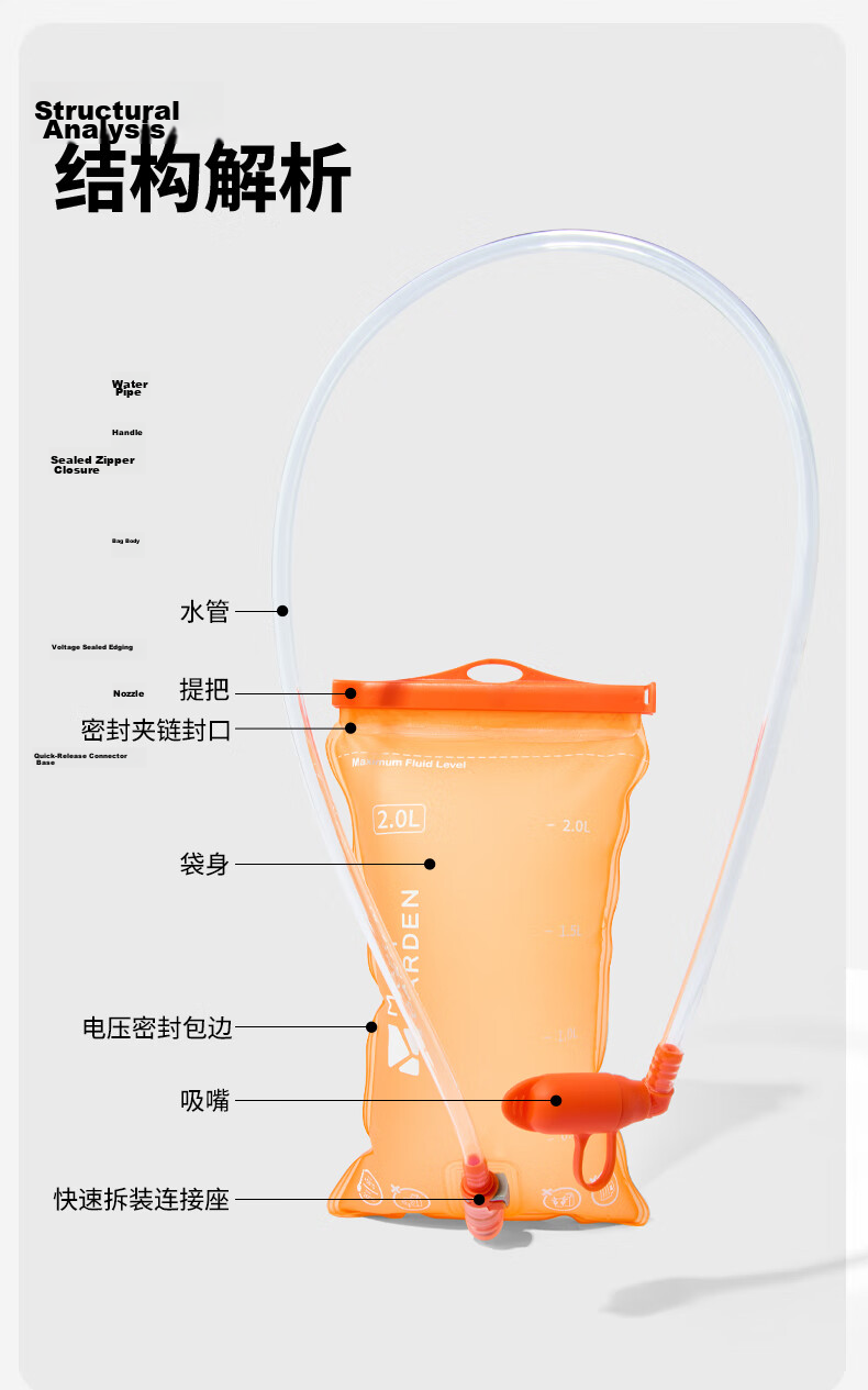 MOBIGARDEN Portable Water Bag Outdoor Camping Hiking Foldable Soft Water Pouch NX25690005 Vivid Orange 3