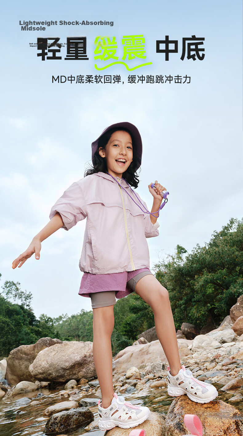 DR·KONG Summer Open-Toe Sandals Lightweight Outdoor Breathable Slip-On Button Kids Sandals Blue/Grey Size 30 5
