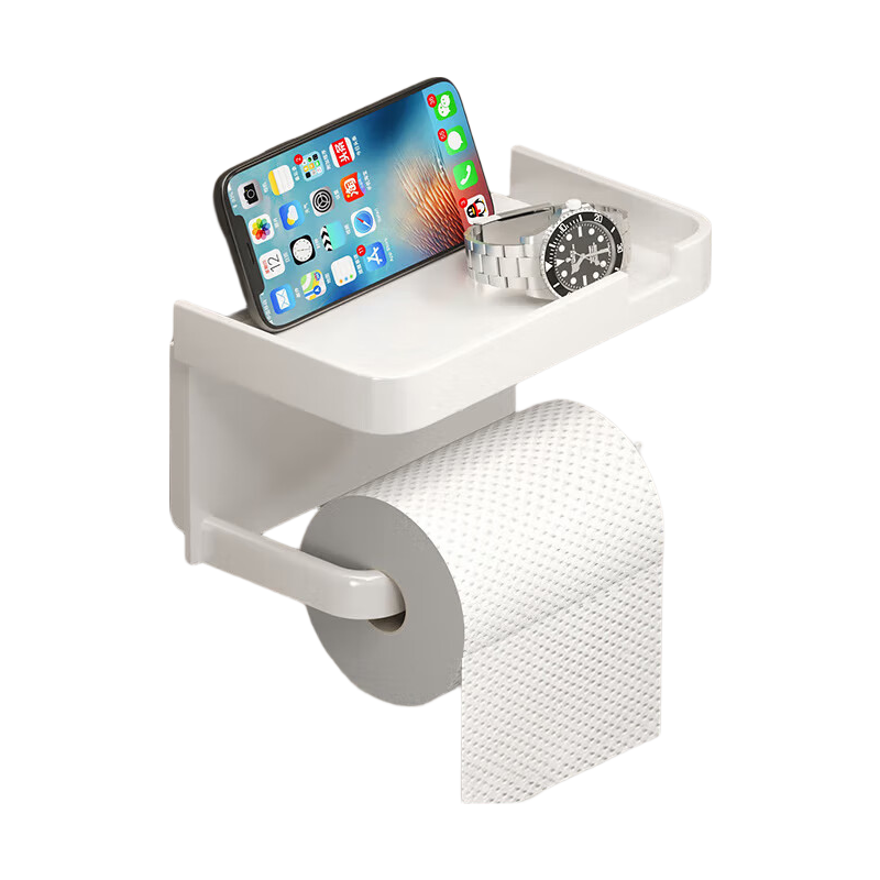 Baoshi Toilet Paper Holder, No Drilling Required, Wall-Mounted, Made of PP Material, Can Store Items, Bathroom Storage Rack