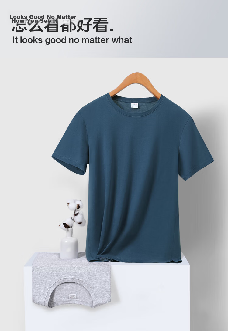 Hodo Men's Pure Cotton Crew Neck T-Shirt, Breathable Short Sleeve Basic Tee, 2-Pack Summer New Arrival 11