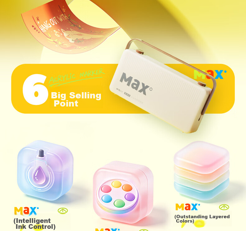 M&G 36-Color Acrylic Marker Pens MAX Foldable Direct Ink Children's Student Drawing Graffiti Hand-Painted Birthday Gift 32