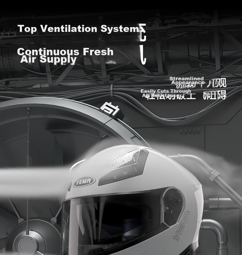 YEMA 3C Certified Motorcycle Helmet Unisex Flip-up Winter Full-face Four-season 932S Titanium Gray L 7