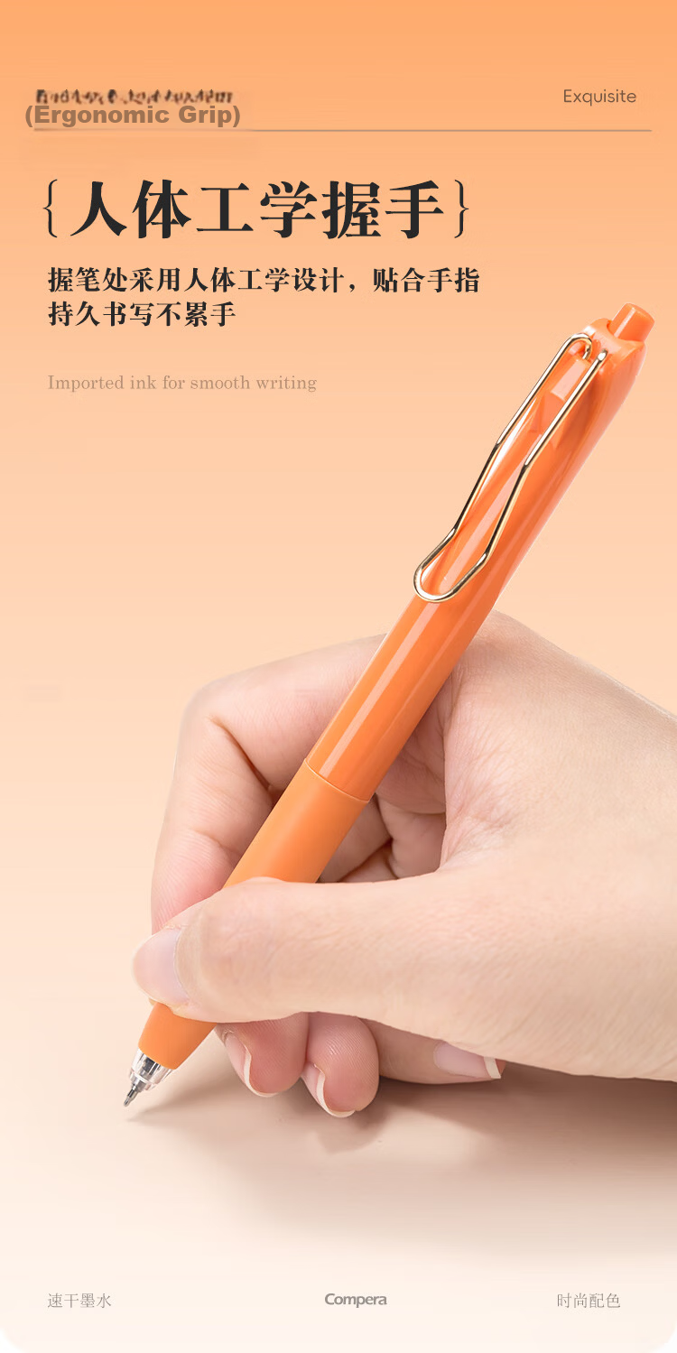 Comix Smooth Quick-Dry Retractable Gel Pen 0.5mm Dual Ballpoint Tip Black Ink 3pcs/Box EB075-2 3