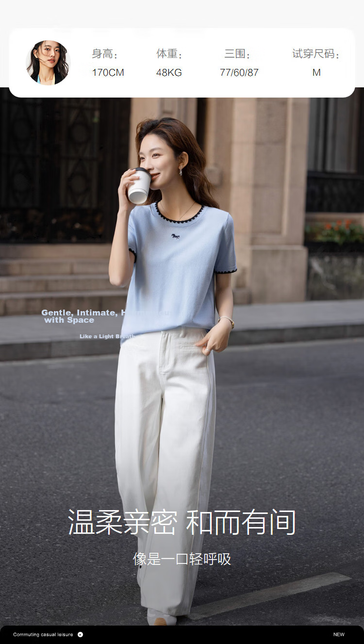Demana [Breathable Tencel] Spring College Style Round Neck Embroidered Short Sleeve Stretch Knit Sweater for Women Premium Quality 9