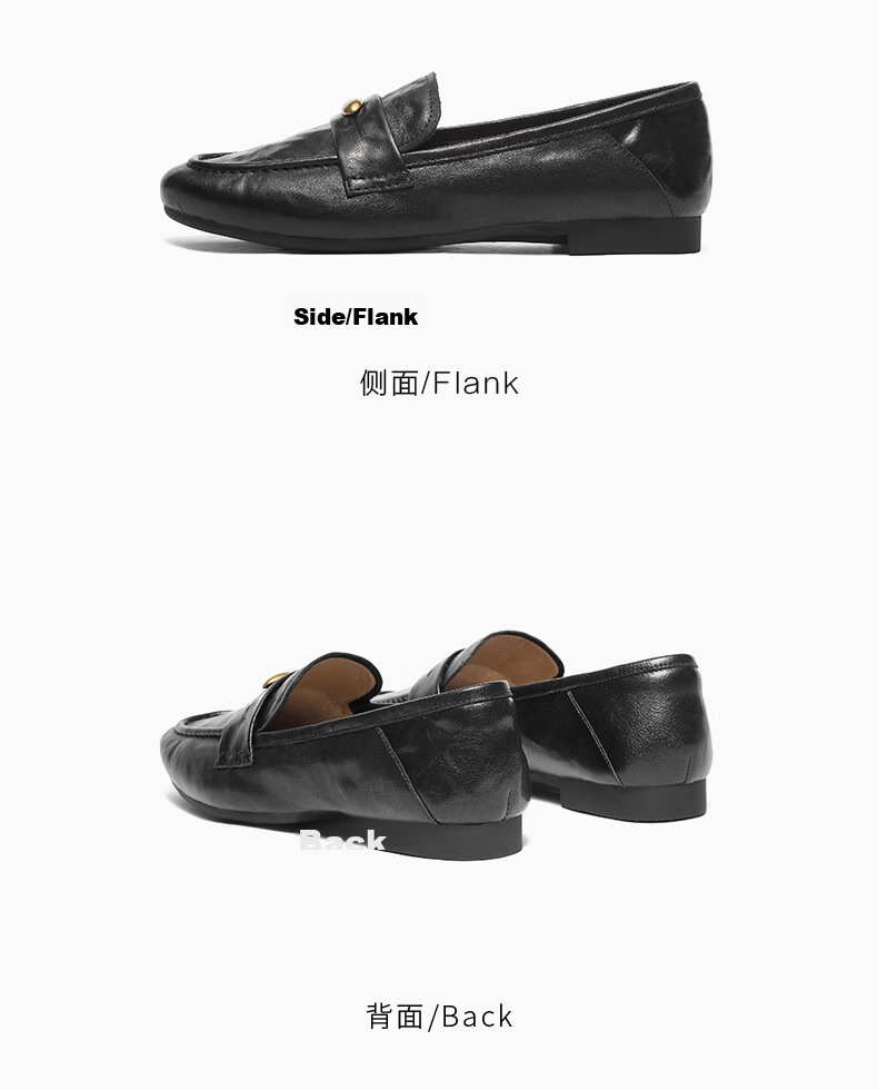 SENDA Little Golden Bean Loafers Women Spring Autumn Lambskin Commuter Flats XUJ01CA5 Off-White 37 10
