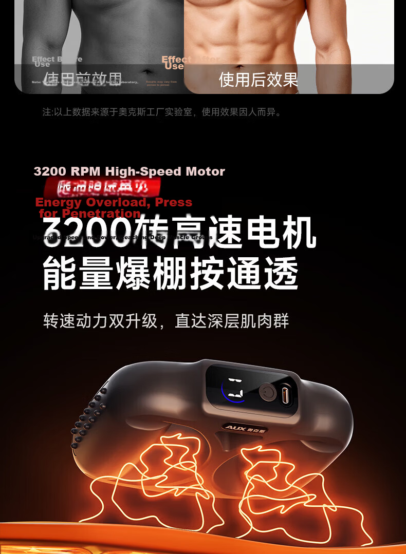 AUX Fascia Gun Fat Burning Machine Lazy Waist and Abdomen Slimming Belt Full Body Vibration Fitness Abs Fascia Massage Device for Men and Women Gift 10