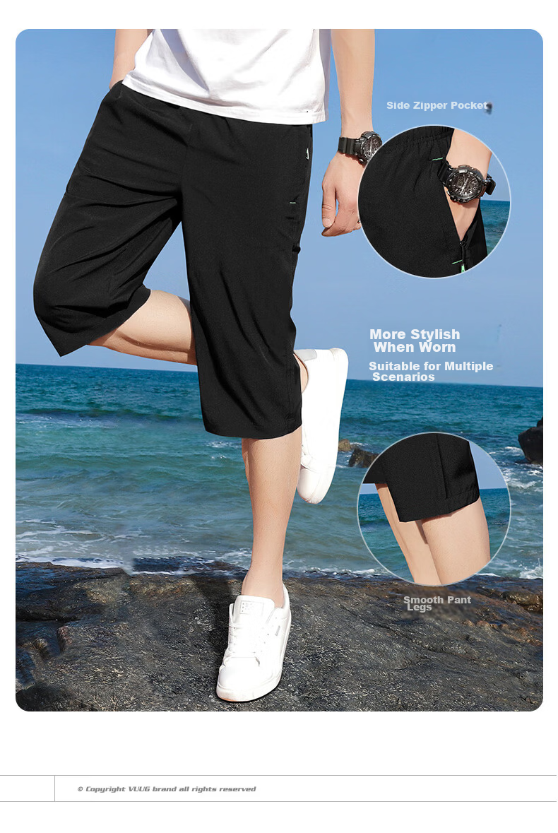 ROMON Men's Sports Shorts Summer Loose Solid Color Seven-Point Pants Simple Thin Breathable Ice Silk Beach Shorts Dark Gray 5XL 4