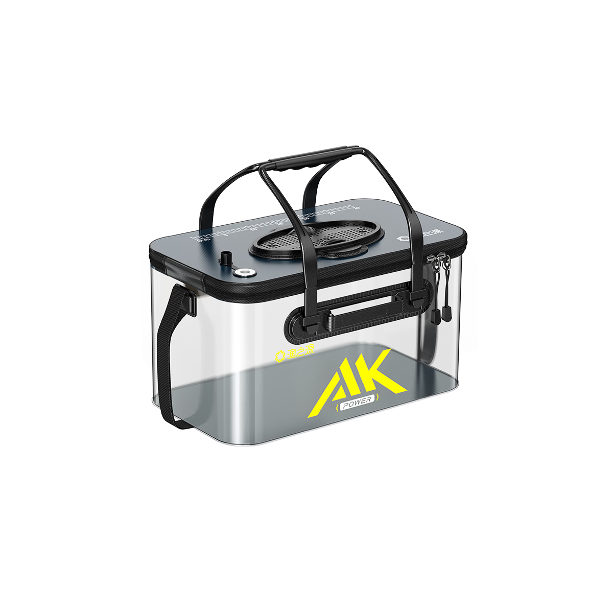 Yuzhiyuan Live Fish Bucket, Fishing Tackle Box, Foldable Water Bucket, Transparent Container, Navy Blue + Air Pump
