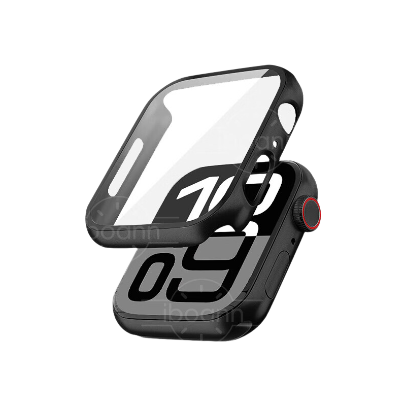 Iboann Apple Watch Series 10 Curved Screen Protector Case Tempered Glass Scratch-Resistant Half-Wrap Protective Cover for 42MM Dial