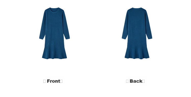 MT Smart Warm Style Winter Lazy Round Neck Fish Tail Soft Comfortable Elegant Knit Long Dress for Women 20