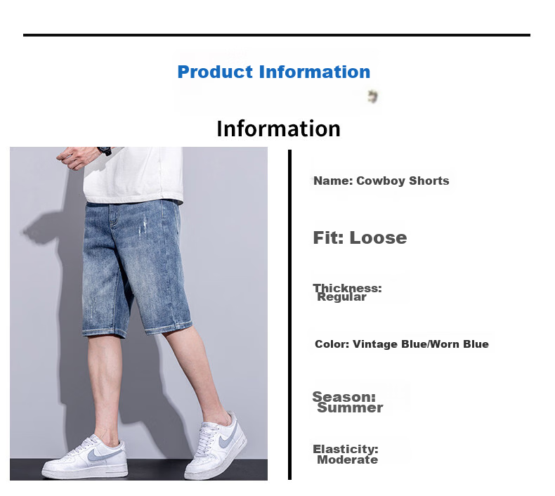 Pierre Cardin Men's Summer Lightweight Loose Straight-Leg Denim Shorts Casual Mid-Length Washed Blue 33 8