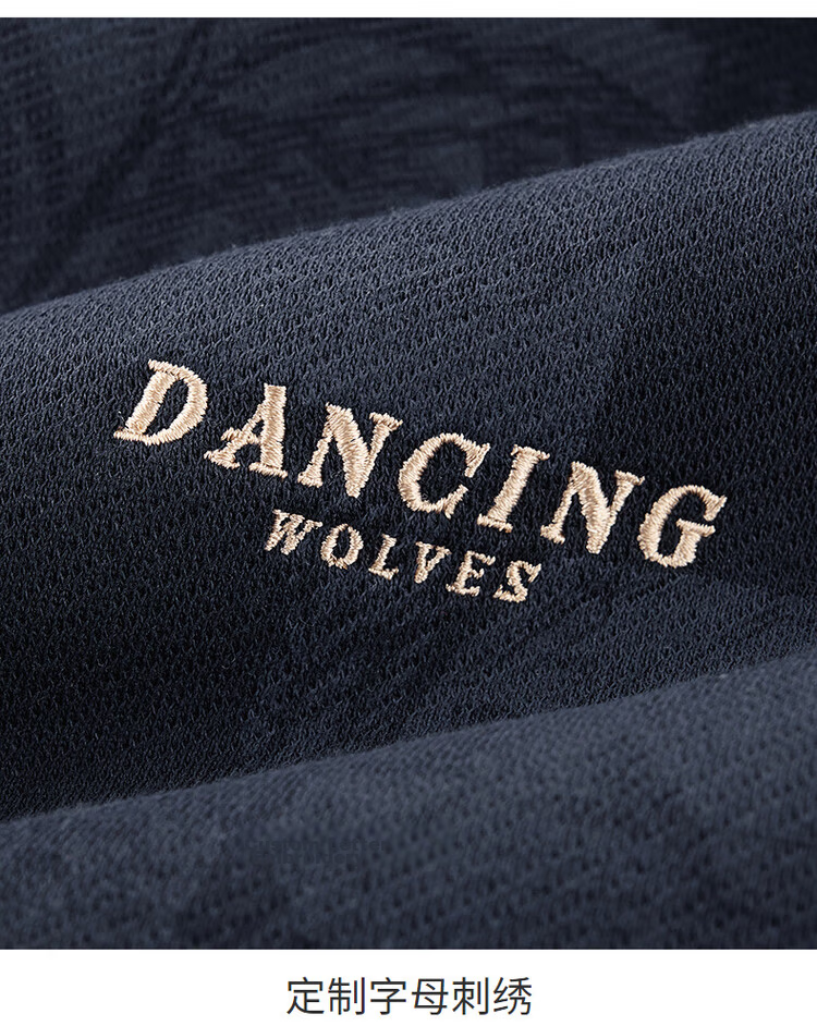 Dance with Wolves [Fleece Lined Thickened] Trendy All-Over Print Crewneck Sweatshirt Men Warm Antibacterial Pullover Top 102 Dark Blue L 12