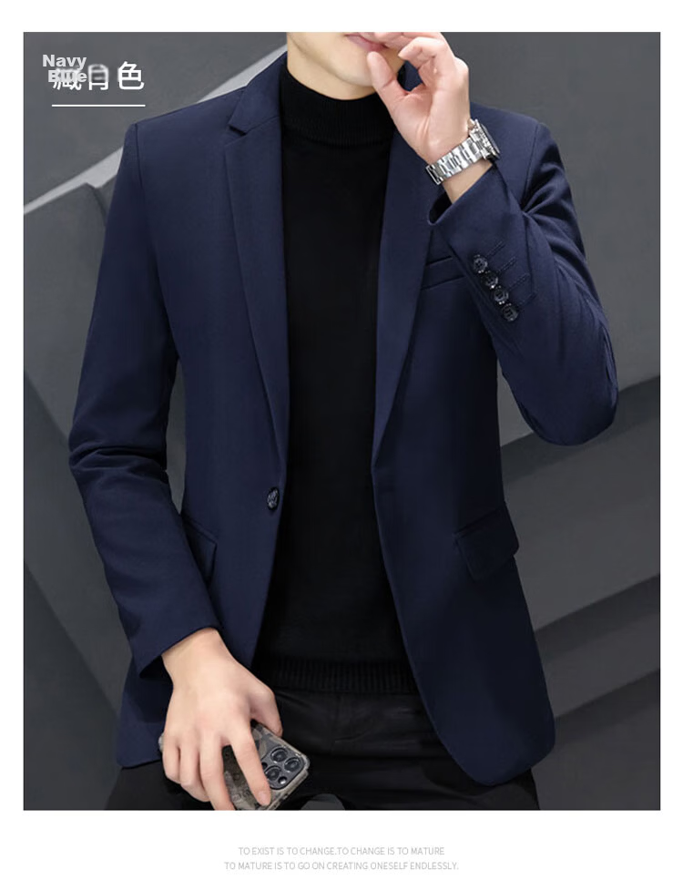 ROMON Men's Autumn Winter Business Formal Suit Slim Fit Luxury Blazer Groom Best Man Wedding Attire 13