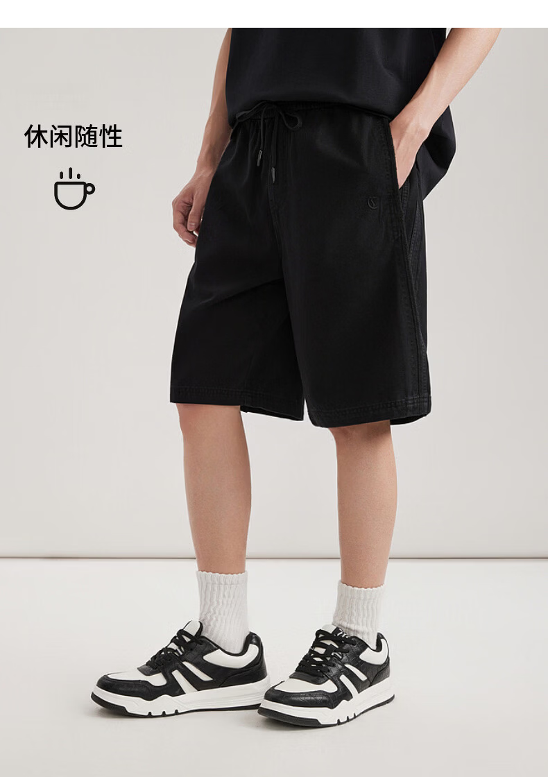 CABBEEN Matte Texture Men's Casual Denim Shorts with Side Frayed Edges 2026 Summer 12