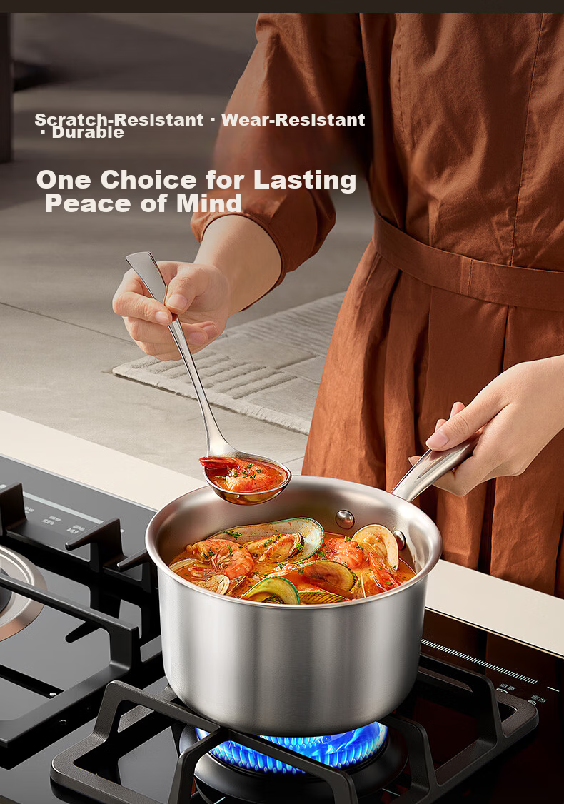 SUPOR JD Exclusive Pure Titanium Milk Pot Non-Coated Lightweight Non-Stick 100% Pure Titanium Plate Milk Pot 18cm Compatible with All Stoves 20