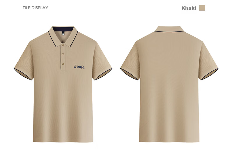 JEEP Polo Shirt for Men, Summer Breathable Short-Sleeve, Turn-Down Collar Quick-Dry T-Shirt, Business Father's Day Gift, Black, 3XL 26