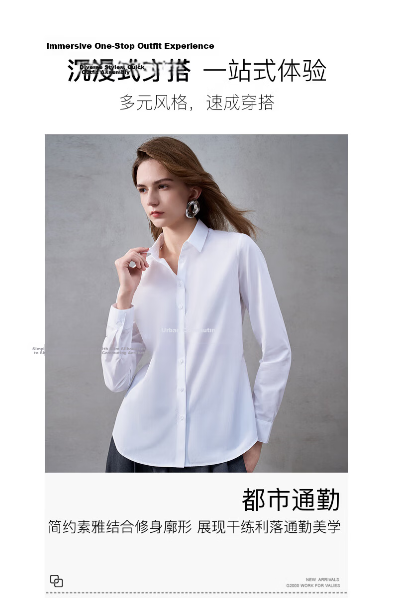 G2000 Women's Long Sleeve Commuter Shirt Cotton Blend with Tie Included All-Season Mall Edition 2