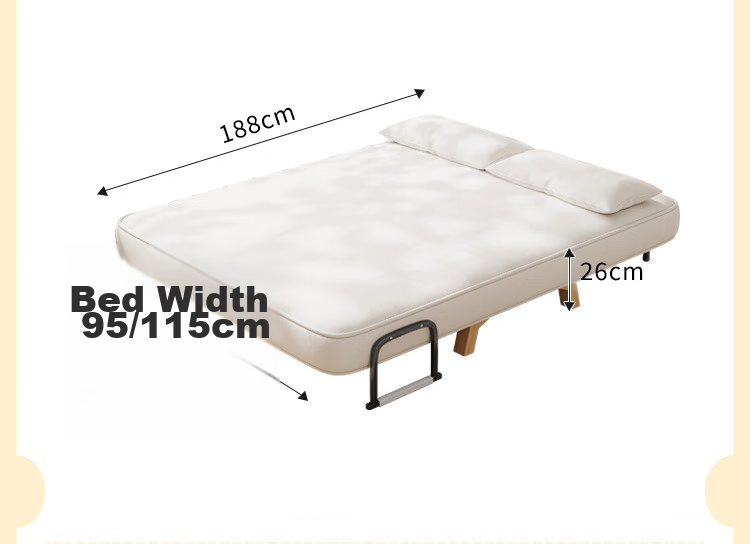 Yupin Sofa Bed Home Living Room Single Double Nap Foldable Sofa Chair Small Sofa S327 Latex Off-White 105 21