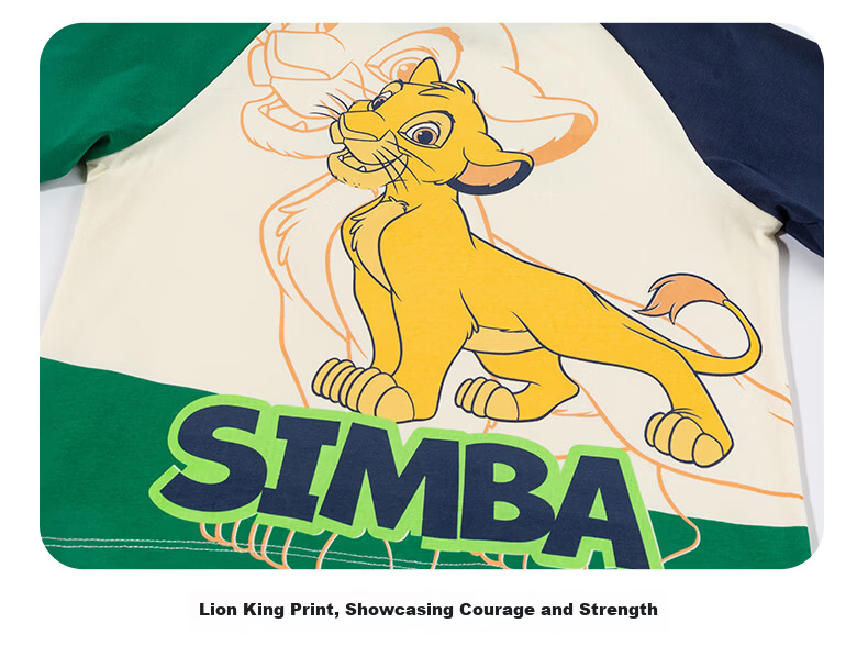 Disney Lion King Short Sleeve Set Summer New Boys Lightweight Breathable T-Shirt and Shorts Casual Two-Piece Set Orange Coffee Size 90 21