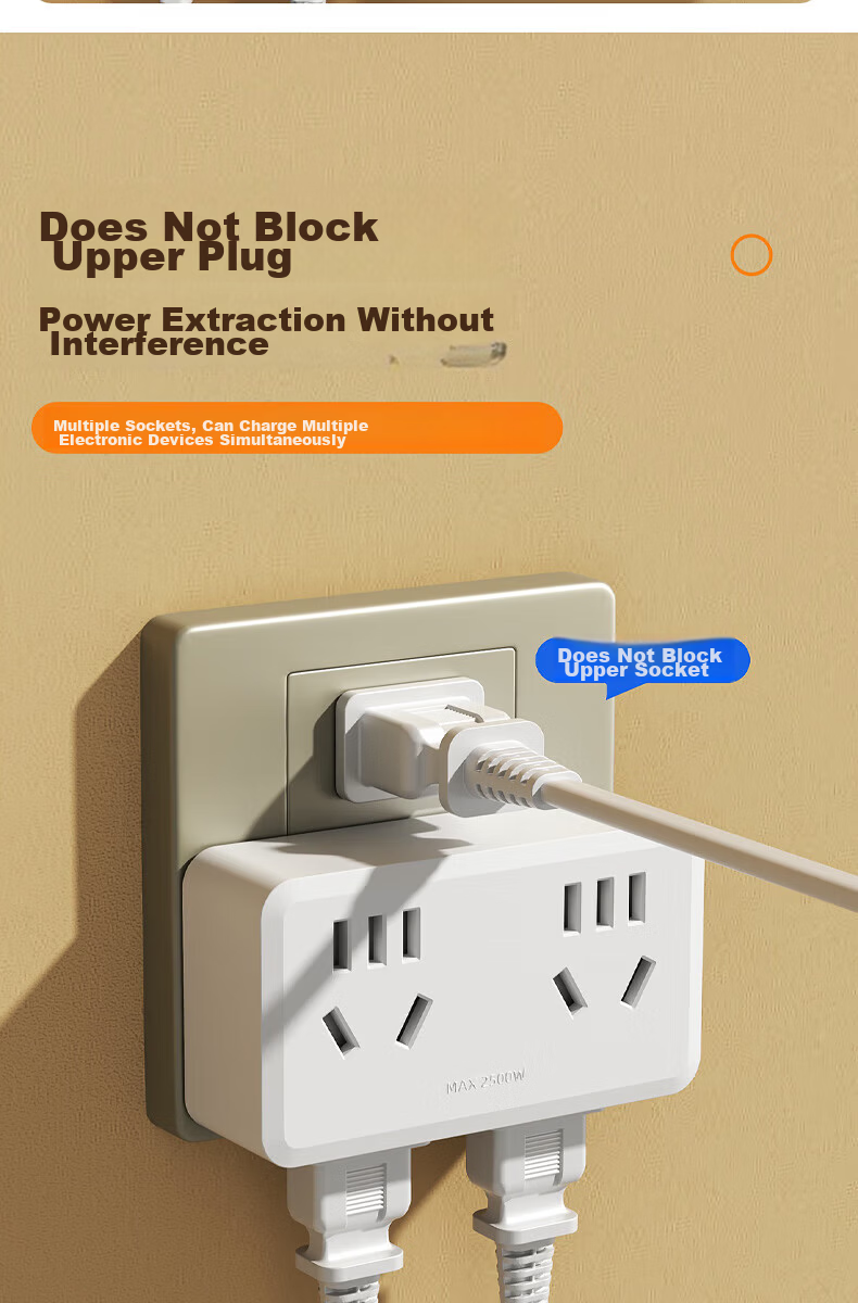 Cici Model 86 Wall Adapter Plug/Socket/Power Converter/Wireless Adapter/One-to-Multiple Plug/One-to-Four Socket for Home Bedroom Kitchen CC-H25 6
