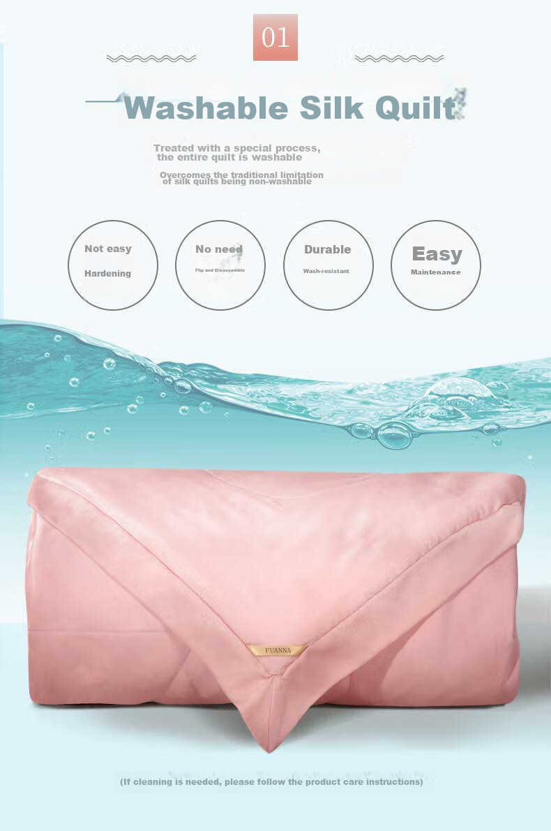 Fuanna 100% Mulberry Silk Quilt Summer Cooling Silk Air Conditioning Quilt Double Antibacterial Thin Quilt Core 203x229cm 3