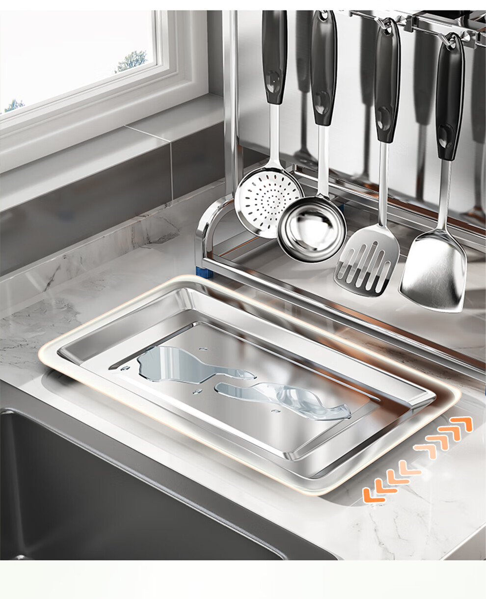 Shuaishi Kitchen Stainless Steel Knife Holder, Utensil Storage Rack, Cutting Board Organizer, Chopstick Cage, And Pot Lid Integrated Storage Rack 20
