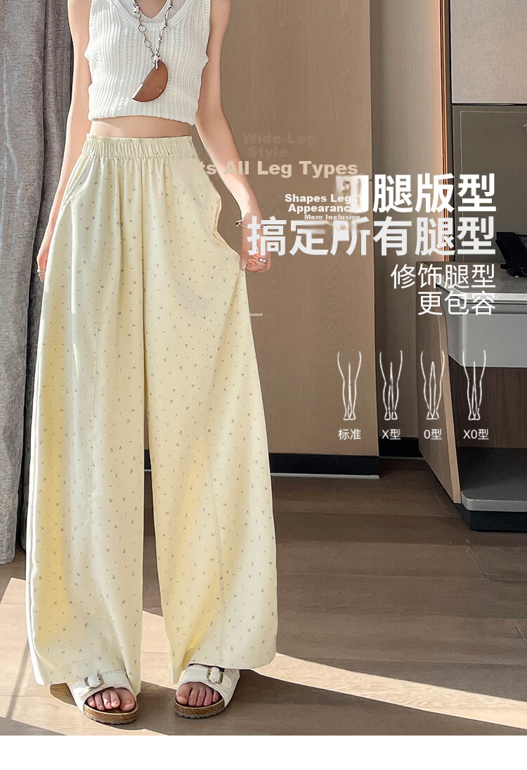 2026 New Summer Women's Loose High-Waist Wide-Leg Floral Casual Pants 5