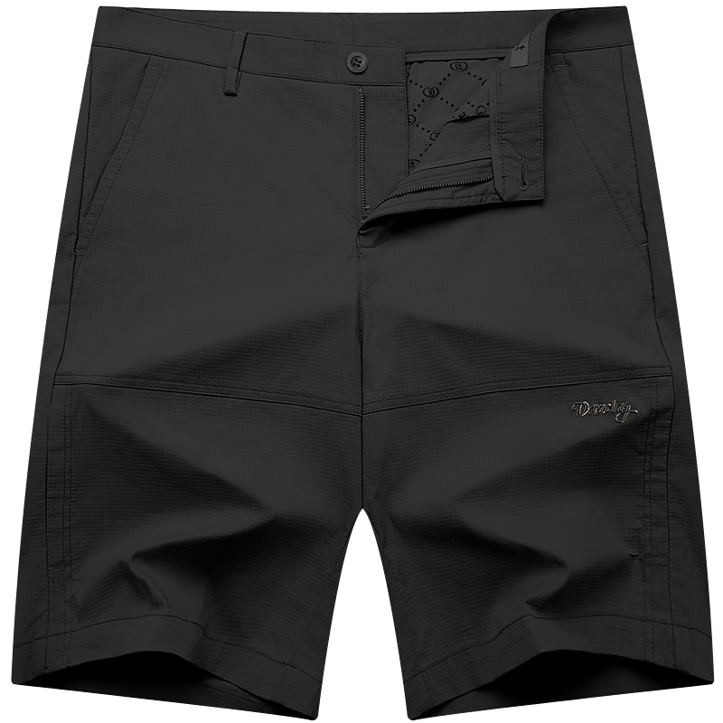 DANCING WOLVES Cooling Sorona Summer Split Design Trendy Casual Men's Shorts 001 Black Size 33