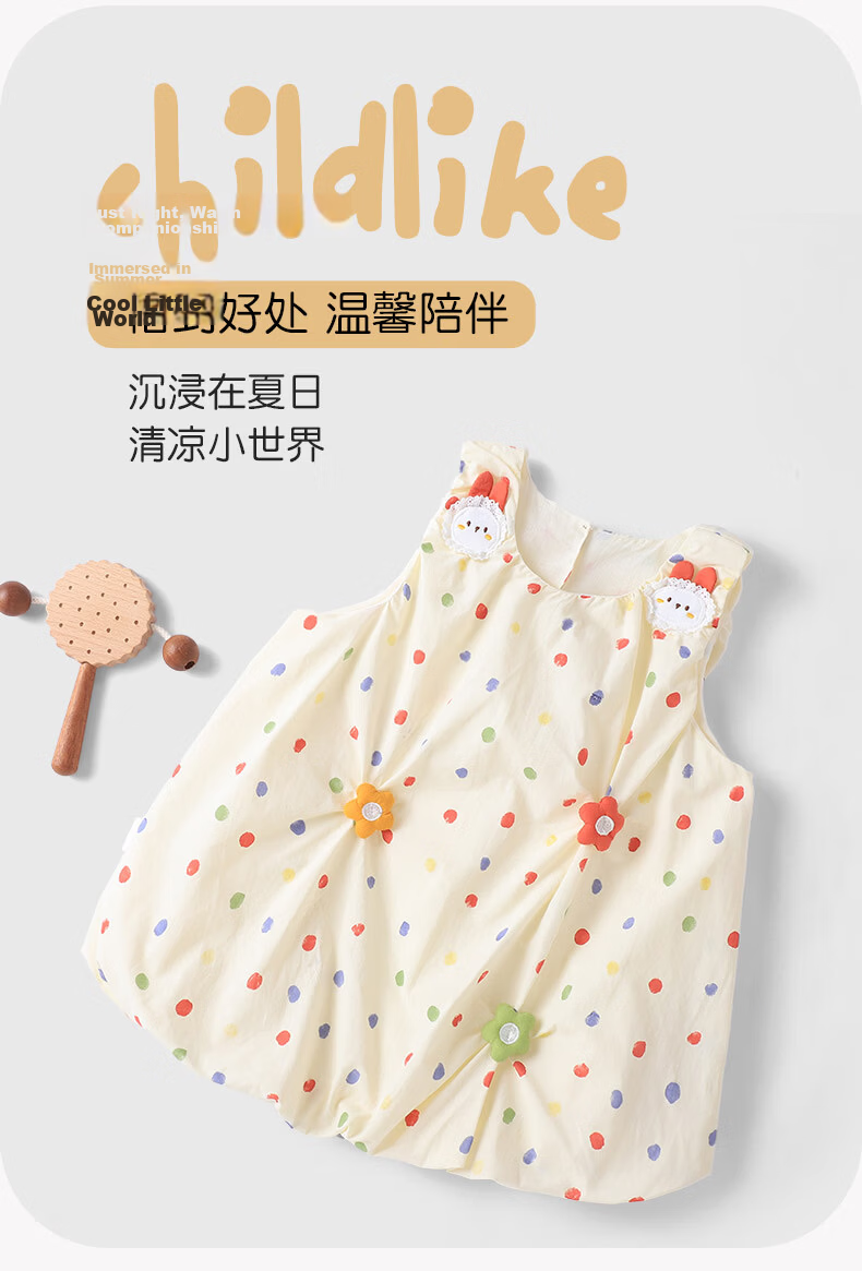 Youqi Girls Summer Dress 2026 New Stylish Children's Spaghetti Strap Dress Baby Princess Bubble Skirt 1