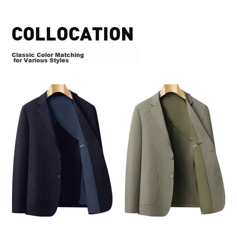 FIRS Men's Spring Summer Thin Ice Silk Bubble Yarn Half-Lined Suit Jacket Workwear Blazer 5