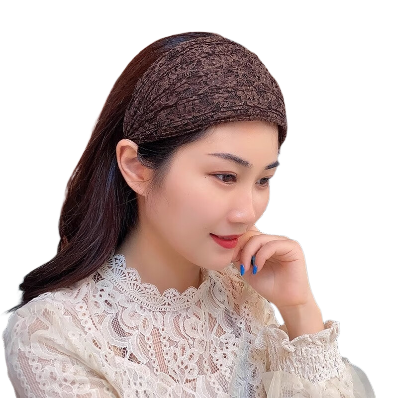 GECOMO Lace Wide Headband for Women, Hair Covering Tool for Gray Hair, Breathable Summer Hairband, Simple Toothed Non-Slip Hair Clip Headpiece
